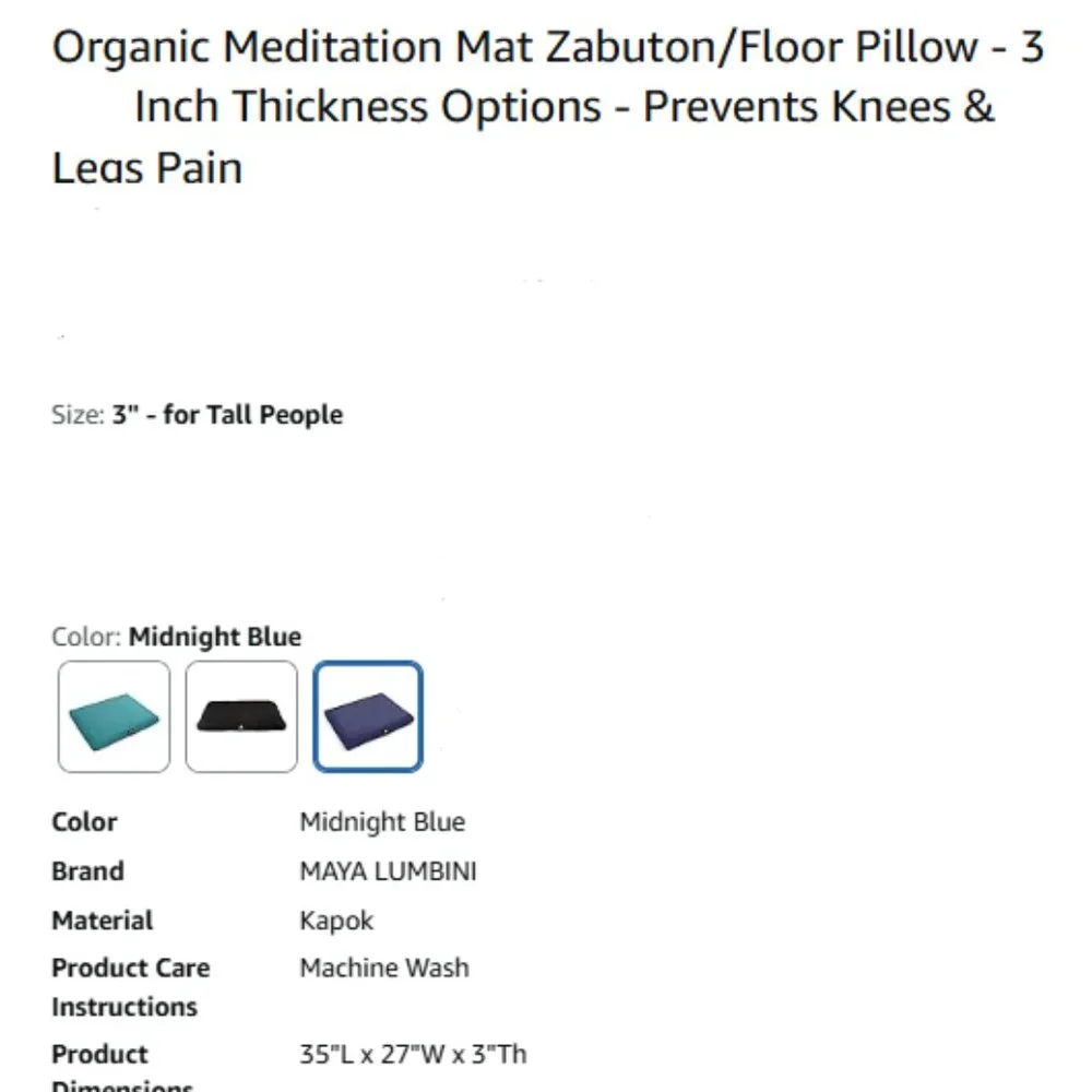 Zabuton Meditation Mat - Luxurious Meditation Cushion Floor Pillow - Picture 6 of 11
